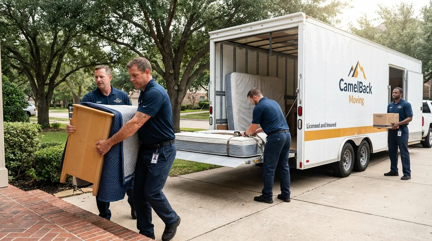Crew loading residential truck for cross-state move from Hampden Sydney, VA