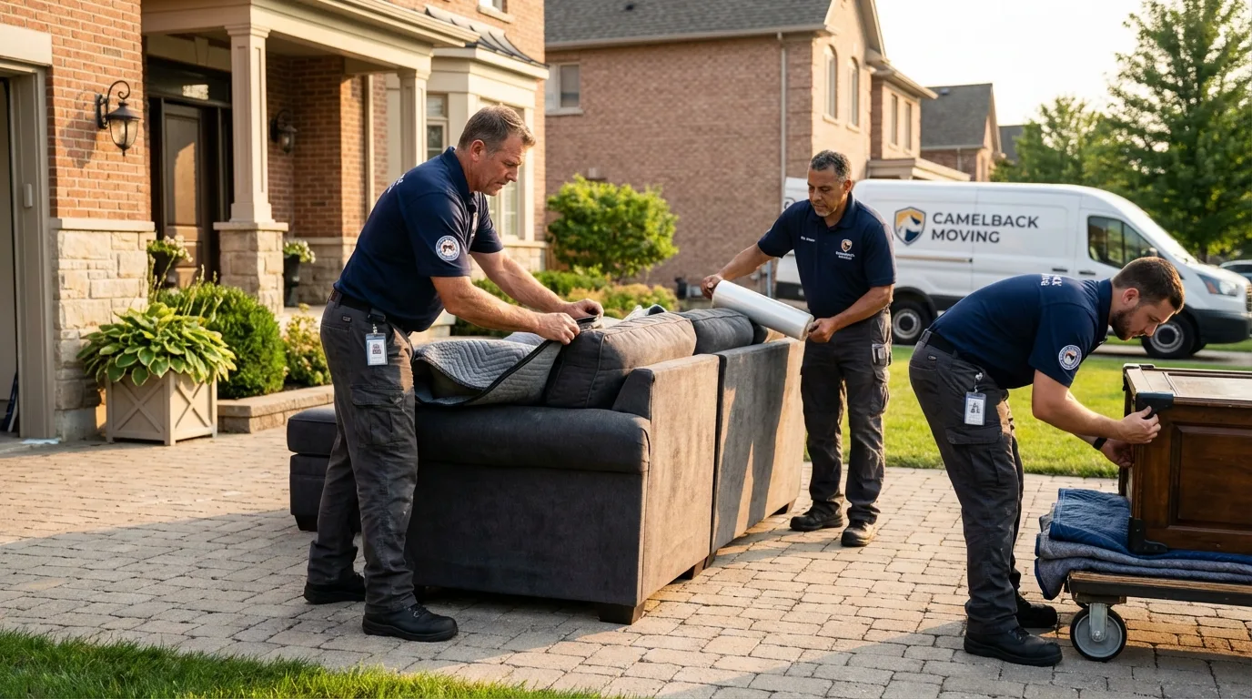 Large estate moving crew wrapping furniture in Hampden Sydney, VA