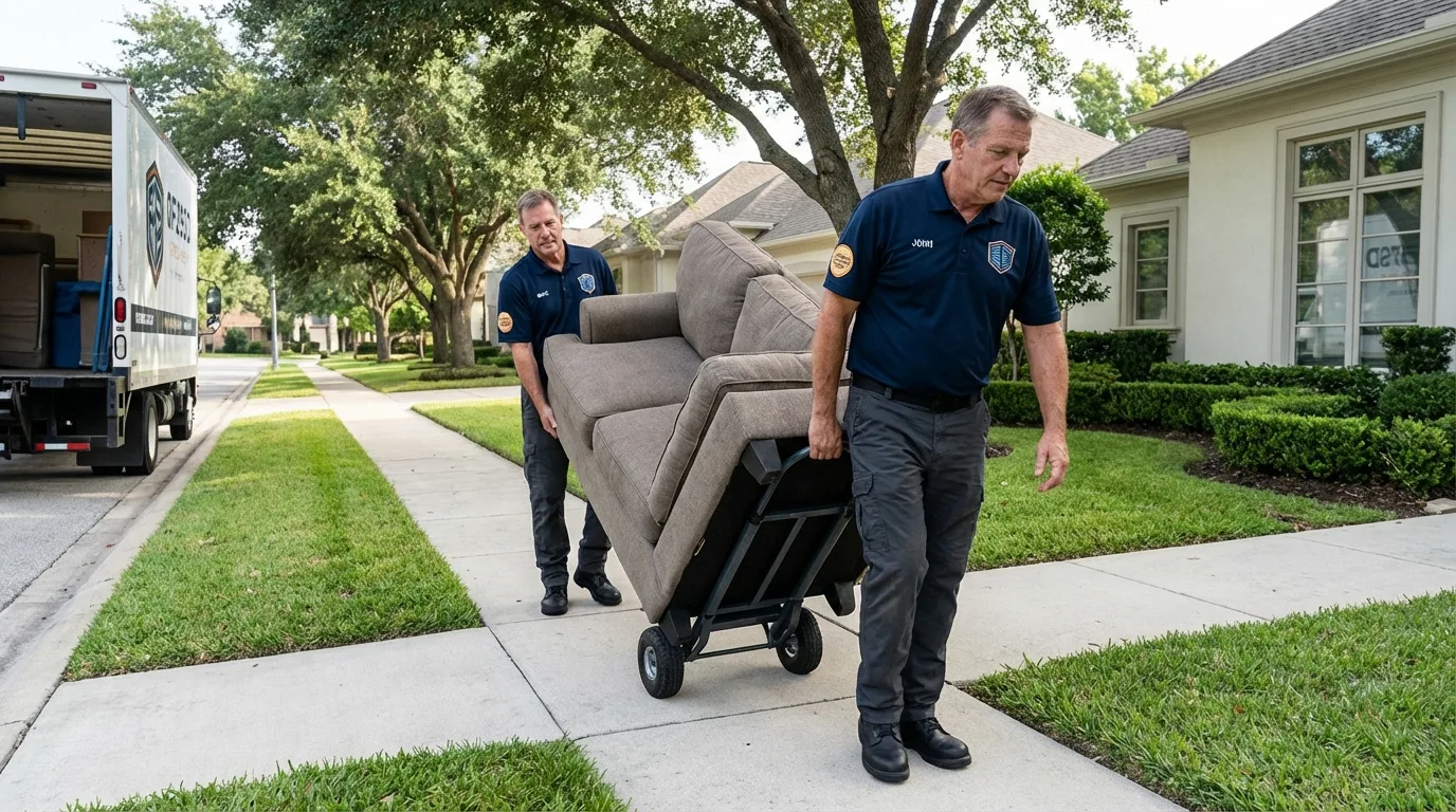 Local residential moving crew loading furniture in Hampden Sydney, VA