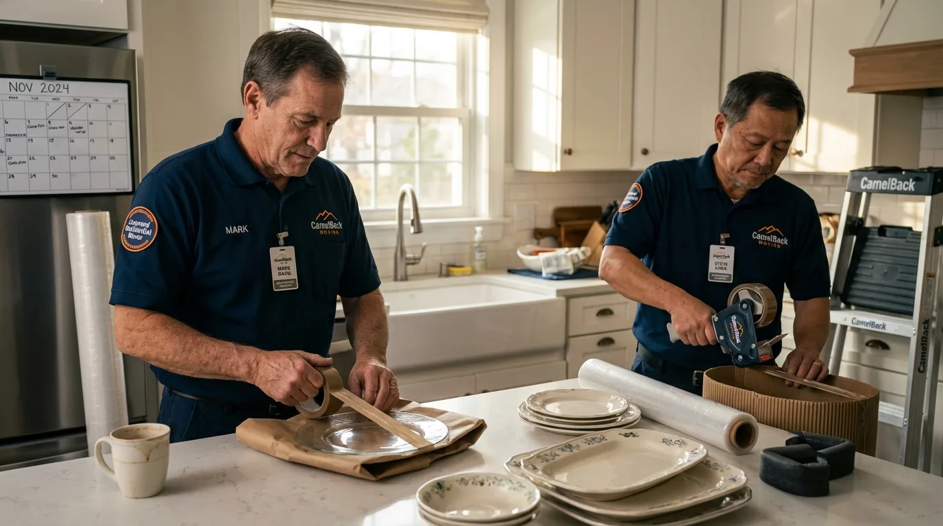 Professional crew packing kitchen dishware in Hampden Sydney, VA