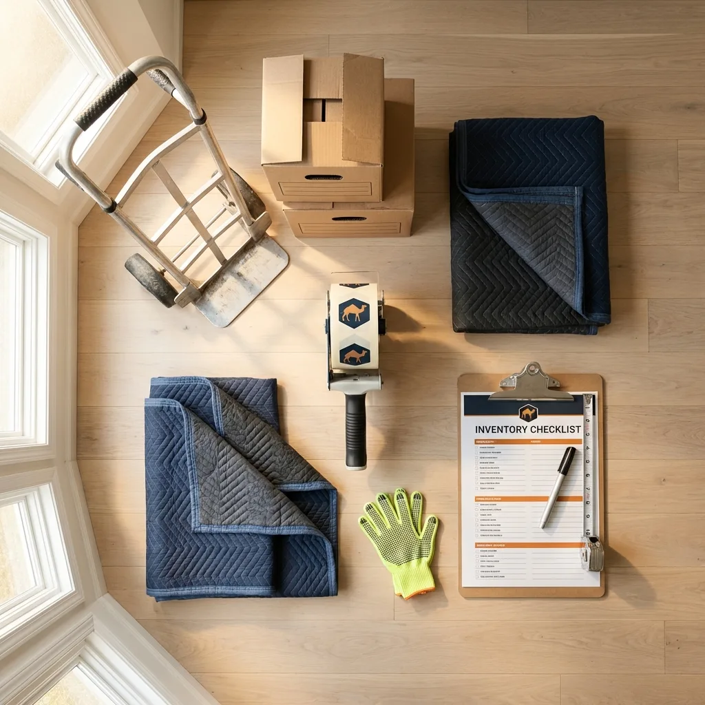 Professional moving supplies and packing materials layout for Hampden Sydney residential relocations